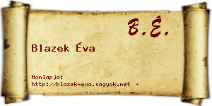 Blazek Éva névjegykártya